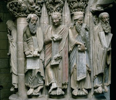 Fragment Portico de la Gloria z kamieniem proroków Starego Testamentu autorstwa Master Mateo