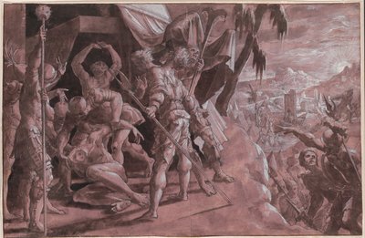 Żołnierze odkrywają ciało Holofernesa autorstwa Master Of The Liechtenstein Adoration