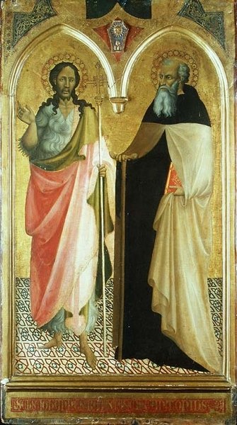 Św. Jana Chrzciciela i Św. Antoniego Opata (złota płyta podłogowa) autorstwa Master of 1419