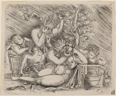 Scena bachanalijska z satyrami i maenad autorstwa Master of 1515