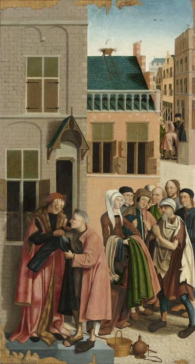 Siedem uczynków miłosierdzia: ubranie nagich, 1504 autorstwa Master of Alkmaar