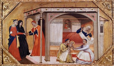 Narodziny Marii Panny, ok. 1365-1370 autorstwa Master of Ashmolean Predella