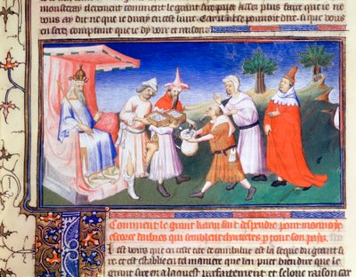 Kubilaj-chan płacący za zakupy, ok. 1280 r., początek XV w. autorstwa Master of Boucicaut