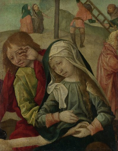 Dziewica i św. Jan Opłakujący Ciało Chrystusa, fragment Opłakiwania Chrystusa autorstwa Master of Delft