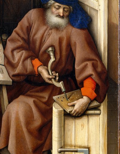 Tryptyk Zwiastowania (Ołtarz Merode), ok. 1427-32 (olej na dębie) autorstwa Master of Flémalle