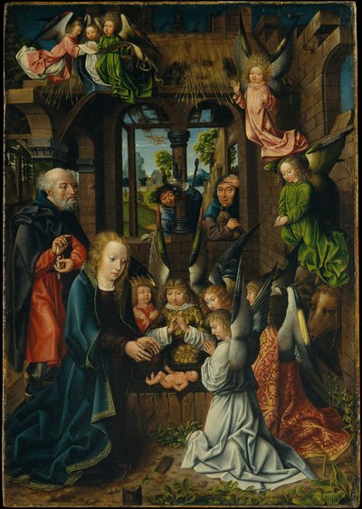 Adoracja Dzieciątka Jezus, ok. 1500 (olej na desce dębowej) autorstwa Master of Frankfurt
