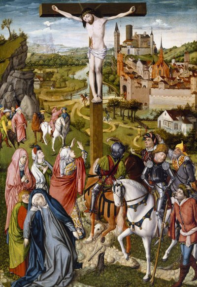 Ukrzyżowanie, ok. 1465-70 (tempera i olej na drewnie) autorstwa Master of Georg Muehlichs Meisterlin Chronicle attr. to Master of Georg Muehlichs Meisterlin Chronicle attr. to