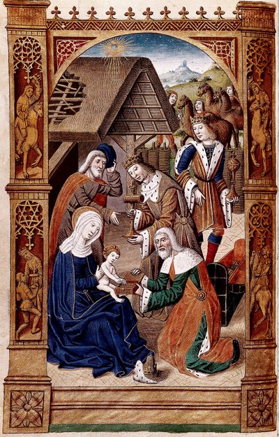 Adoracja Trzech Króli (miniatura) autorstwa Master of Jacques de Besançon