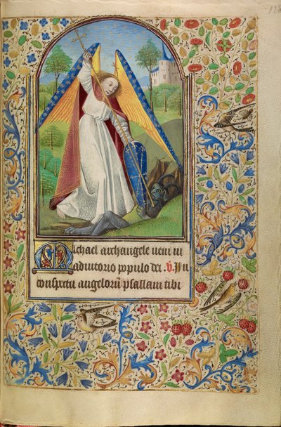 Święty Michał walczący z diabłem autorstwa Master of Jacques of Luxembourg