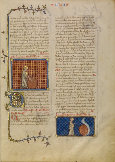 Stworzenie świata; Stworzenie niebios autorstwa Master of Jean de Mandeville