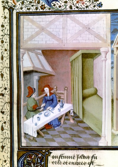 Scena z Dekameronu, Salabetto i Iancofiore. 1430-1455 (miniatura) autorstwa Master of Mansel