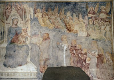 Matka Boża i Dzieciątko z darczyńcą, detal ( ok. 1377, fresk umieszczony na płótnie) autorstwa Master of Mocchirolo