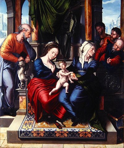 Święta Rodzina (olej na desce) autorstwa Master of Paul and Barnabas