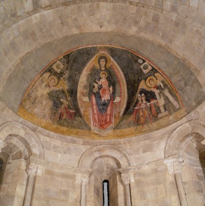 Dziewica z Dzieciątkiem w majestacie i pokłon Trzech Króli, ca. 1100. autorstwa Master of Pedret
