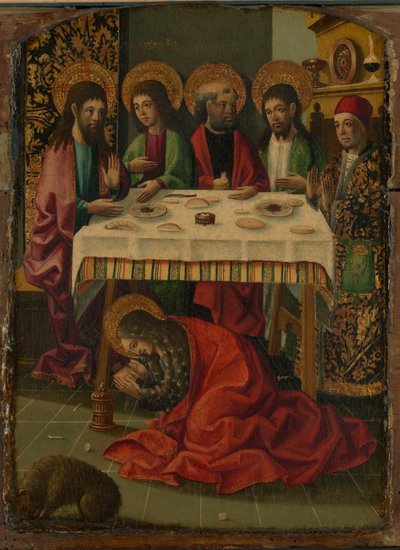 Św. Maria Magdalena namaszczająca stopy Chrystusa autorstwa Master of Perea