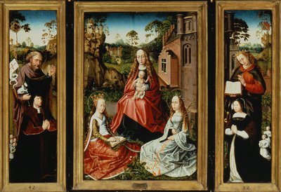 Madonna z Dzieciątkiem ze Świętymi i Darczyńcami (olej na panelu) autorstwa Master of Saint Anna