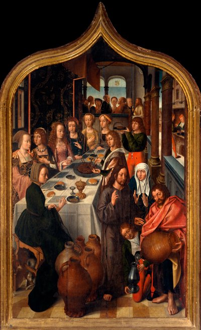 Tryptyk: „Wesele w Kanie”” Obraz mistrza San Lorenzo. Parafia San Lorenzo della Costa, Santa Margherita Ligure (Genua) autorstwa Master of San Lorenzo