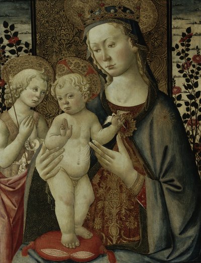 Dziewica z Dzieciątkiem z Dzieciątkiem Św. Jan, ok.1460 autorstwa Master of San Miniato