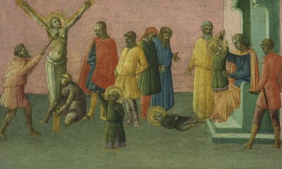 Męczeństwo Świętych, 1400-50 (tempera i złoty płatek na desce) autorstwa Master of St. Julitta and St. Quiricus Master of St. Julitta and St. Quiricus