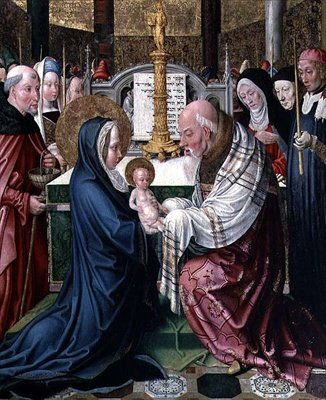 Ofiarowanie w świątyni, ok. 1490 (olej na desce) autorstwa Master of St. Severin
