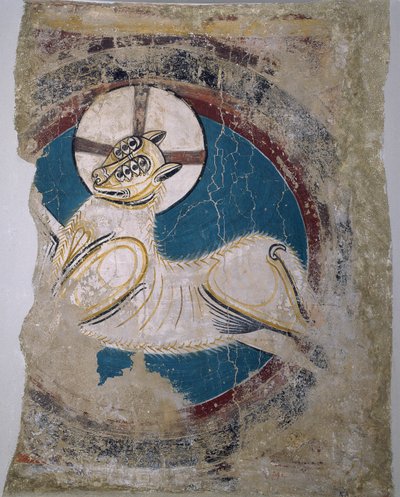 Apokaliptyczny Baranek (z Sant Climent de Tauell) - Master of Tahull (Master of Sant Climent de Tauell) (aktywny XII wiek) - ca 1123 - Fresco - 146x113 - Museu Nacional d