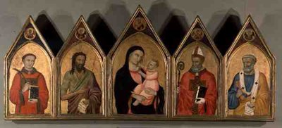 Dziewica z Dzieciątkiem ze Świętymi (tempera na panelu) autorstwa Master of Terenzano