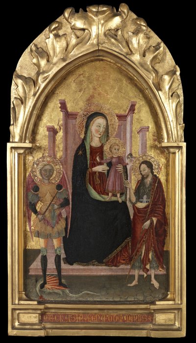 Dziewica z Dzieciątkiem na tronie ze św. Michałem i św. Janem Chrzcicielem, ok. 1440-70 autorstwa Master of the Arcetri Altarpiece