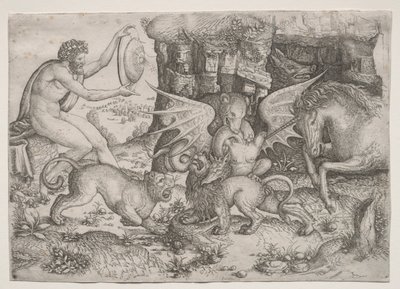 Temat alegoryczny: Walka zwierząt, ok. 1930 1515-1520. autorstwa Master of the Beheading of St.