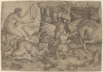 Temat alegoryczny: Walka zwierząt autorstwa Master of the Beheading of St. John