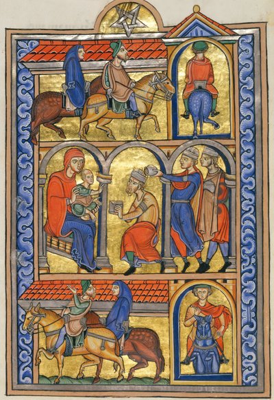 Adoracja Trzech Króli autorstwa Master of the Berthold Sacramentary