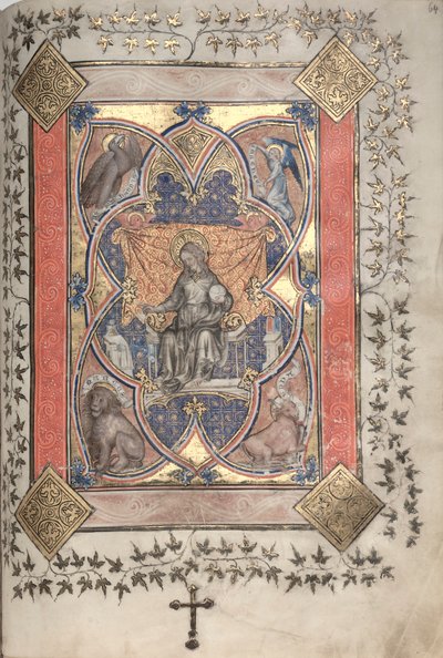 Mszał Gotha: Fol. 64r, Chrystus w majestacie, c. 1375. autorstwa Master of the Boqueteaux
