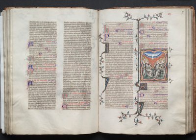 Mszał Gotha: Fol 79r, Pięćdziesiątnica, c. 1375. autorstwa Master of the Boqueteaux