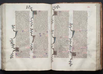 Mszał Gotha: Fol. 99v, tekst, ok. 1375. autorstwa Master of the Boqueteaux