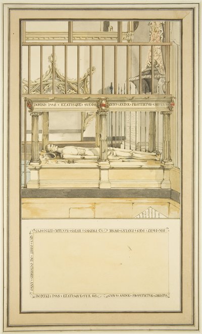 Grób biskupa Paula Busha w katedrze w Bristolu, ok. 1799 (akwarela na papierze) autorstwa Master of the Bristol Church Monuments