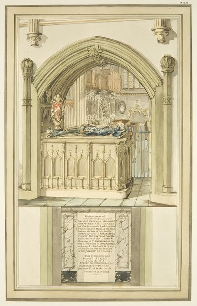 Grób Roberta Fitzhardinga, zm. 1170, w katedrze w Bristolu, ok. 1799 (akwarela na papierze) autorstwa Master of the Bristol Church Monuments