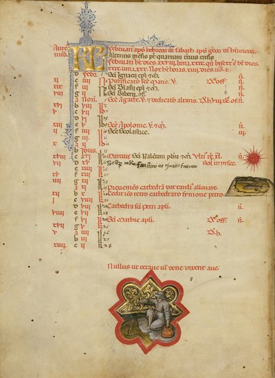 Mężczyzna łowiący ryby; Znak zodiaku Ryby autorstwa Master of the Brussels Initials