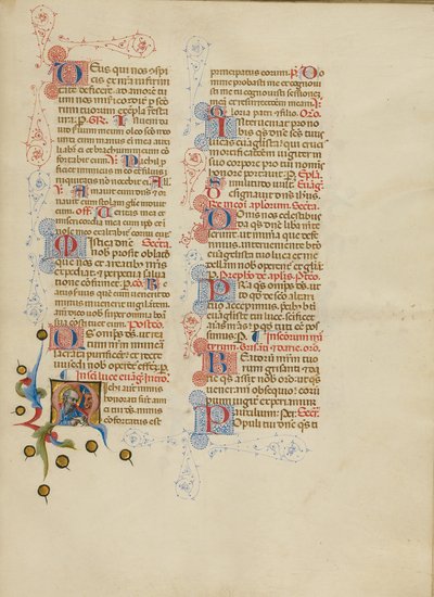 Inicjał M: Święty Łukasz autorstwa Master of the Brussels Initials