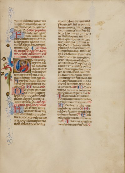 Inicjał O: Saint Lawrence autorstwa Master of the Brussels Initials