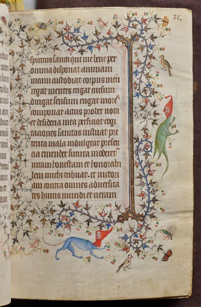 Godzinki Karola Szlachetnego, króla Nawarry (1361-1425): fol. 16r, tekst autorstwa Master of the Brussels Initials and Associates