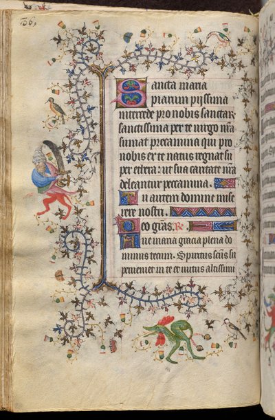 Godzinki Karola Szlachetnego, króla Nawarry (1361-1425): fol. 43v, tekst autorstwa Master of the Brussels Initials and Associates