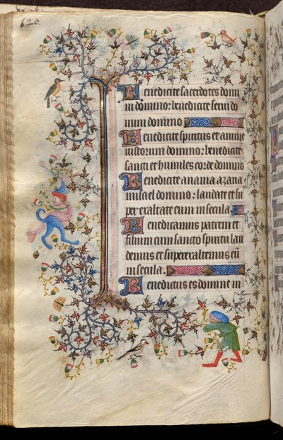 Godzinki Karola Szlachetnego, króla Nawarry (1361-1425): fol. 60v, tekst autorstwa Master of the Brussels Initials and Associates