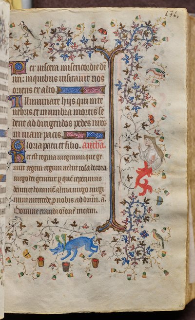 Godzinki Karola Szlachetnego, króla Nawarry (1361-1425): fol. 66r, tekst autorstwa Master of the Brussels Initials and Associates