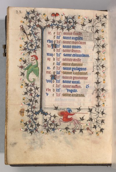 Godziny Karola Szlachetnego, króla Nawarry 1361-1425: fol. 11v, listopad, ok. godz. 1405. autorstwa Master of the Brussels Initials and Associates