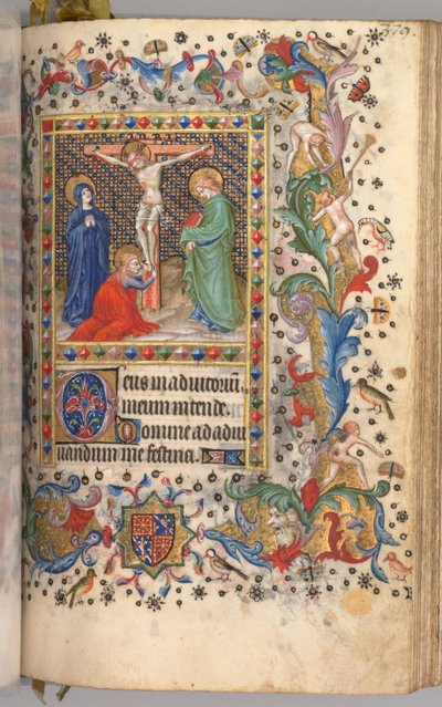 Godziny Karola Szlachetnego, króla Nawarry 1361-1425: fol. 185r, Ukrzyżowanie, ok. n.e. 1405. autorstwa Master of the Brussels Initials and Associates
