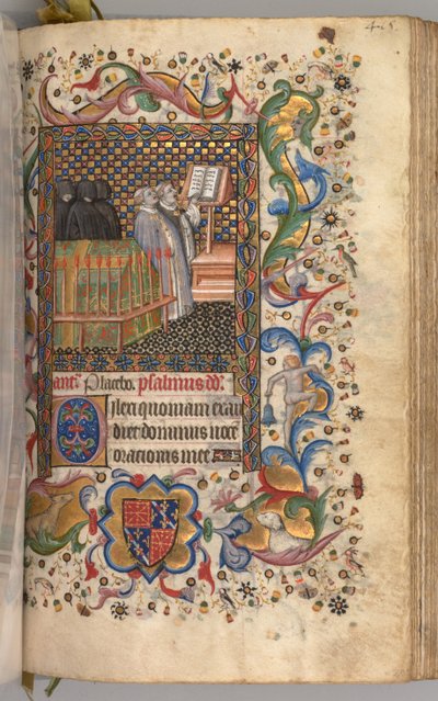 Godziny Karola Szlachetnego, króla Nawarry 1361-1425: fol. 202r, Urząd Zmarłych, ok. 201r. 1405. autorstwa Master of the Brussels Initials and Associates
