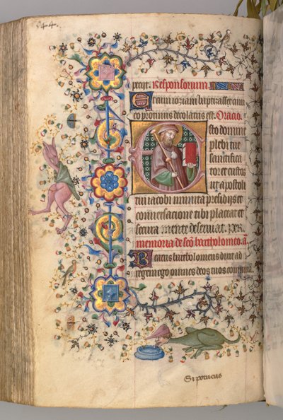 Godziny Karola Szlachetnego, króla Nawarry 1361-1425: fol. 266v, św. Jakub, c. 1405. autorstwa Master of the Brussels Initials and Associates