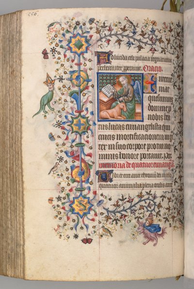 Godziny Karola Szlachetnego, króla Nawarry 1361-1425, , fol. 272v, Św. Łukasz, ok. 272v 1405. autorstwa Master of the Brussels Initials and Associates
