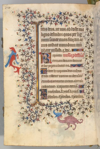 Godziny Karola Szlachetnego, króla Nawarry 1361-1425, fol. 321v, Popiersie Śmierci, c. 1405. autorstwa Master of the Brussels Initials and Associates