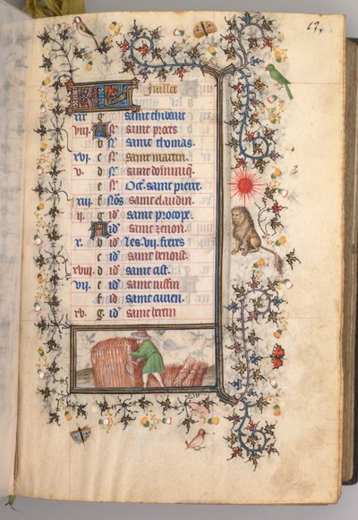Godziny Karola Szlachetnego, króla Nawarry 1361-1425: fol. 7r, lipiec, ok. godz. 1405. autorstwa Master of the Brussels Initials and Associates
