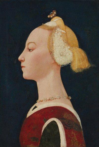 Portret kobiety, prawdopodobnie lata pięćdziesiąte XIV wieku. autorstwa Master of the Castello Nativity